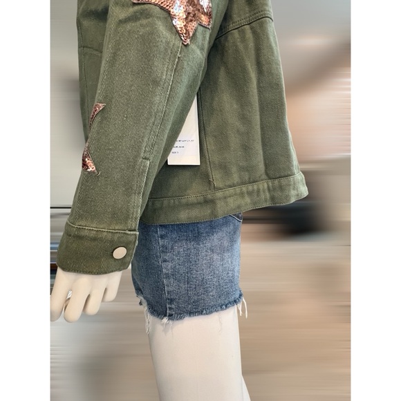 BLUE VELVET Embellished jean jacket sequin stars sz S M L - Picture 5 of 8